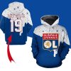 Olympique Lyon Custom Name Number Blue White Pullover Hoodie
