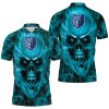 NBA Memphis Grizzlies Green Blue Smoke Skull Polo Shirt
