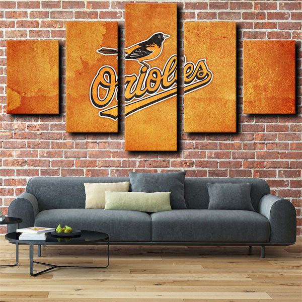 MLB Baltimore Orioles Golden 5 Panel Canvas