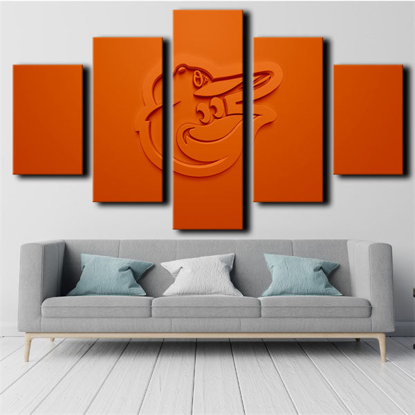 MLB Baltimore Orioles Orange 5 Panel Canvas