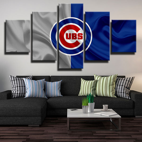 MLB Chicago Cubs Grey Blue 5 Panel Canvas MLB Chicago Cubs Grey Blue 5 Panel Canvas