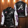 MLB Atlanta Braves Black White Leather Bomber Jacket
