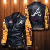 MLB Atlanta Braves Black Yellow Leather Bomber Jacket