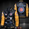 MLB Chicago Cubs Black Yellow Leather Bomber Jacket