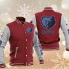 NBA Memphis Grizzlies Red Gray Baseball Jacket