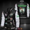 NBA Boston Celtics Black White Leather Bomber Jacket