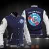 RC Strasbourg Alsace Dark Blue White Baseball Jacket