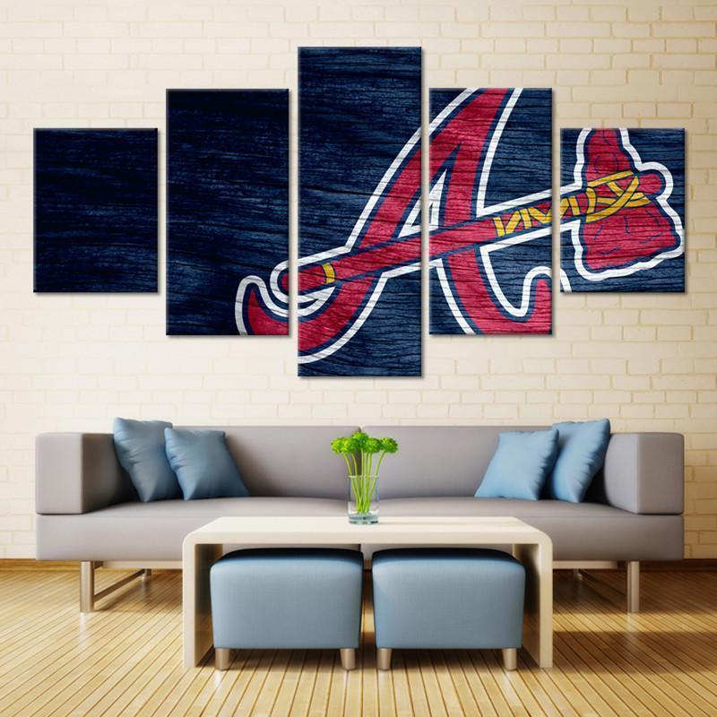 MLB Atlanta Braves Logo Poster 5 Panel Canvas MLB Atlanta Braves Logo Poster 5 Panel Canvas