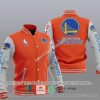 NBA Golden State Warriors Orange Gray Baseball Jacket