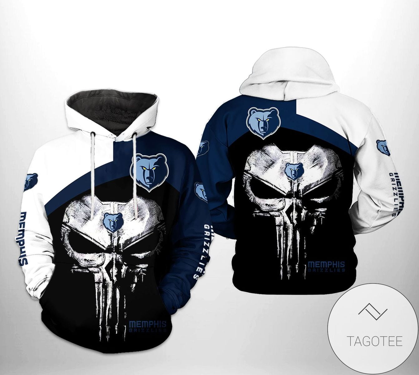 NBA Memphis Grizzlies Black Blue Punisher Skull Pullover Hoodie NBA Memphis Grizzlies Black Blue Punisher Skull Pullover Hoodie