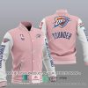 NBA Oklahoma City Thunder Pink White Baseball Jacket