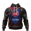 NBA Detroit Pistons Custom Name Number Warrior Pullover Hoodie