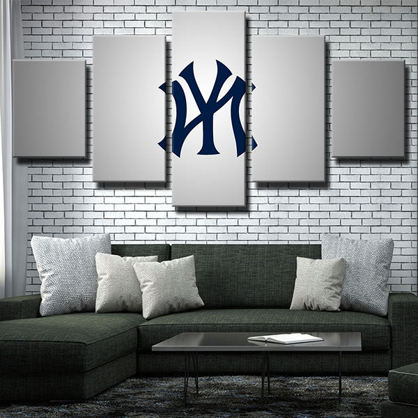 MLB New York Yankees Grey 5 Panel Canvas MLB New York Yankees Grey 5 Panel Canvas