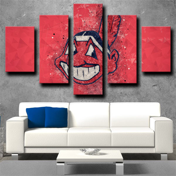 MLB Cleveland Indians Red Badge 5 Panel Canvas MLB Cleveland Indians Red Badge 5 Panel Canvas