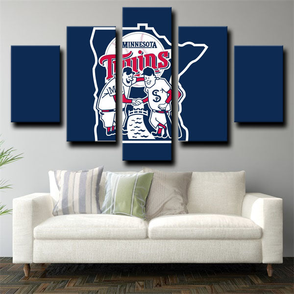 MLB Minnesota Twins Reddish Blue 5 Panel Canvas MLB Minnesota Twins Reddish Blue 5 Panel Canvas
