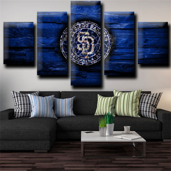 MLB San Diego Padres Dark Blue Symbol 5 Panel Canvas