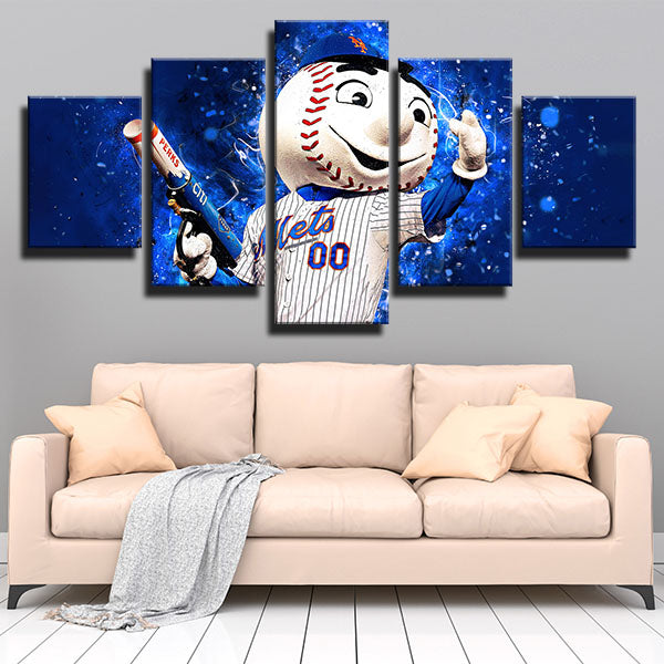 MLB New York Mets Mascot Mr.Met 5 Panel Canvas MLB New York Mets Mascot Mr.Met 5 Panel Canvas