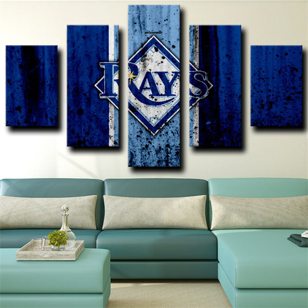 MLB Tampa Bay Rays Blue Logo 5 Panel Canvas