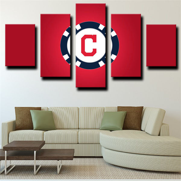 MLB Cleveland Indians Red 5 Panel Canvas MLB Cleveland Indians Red 5 Panel Canvas