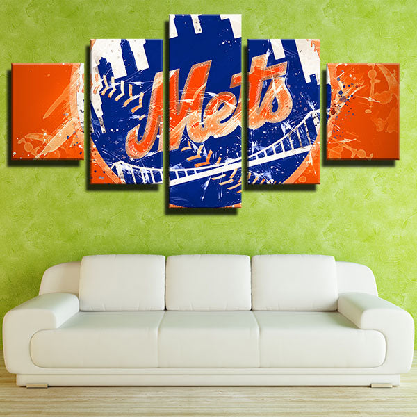 MLB New York Mets Graffiti Style 5 Panel Canvas MLB New York Mets Graffiti Style 5 Panel Canvas