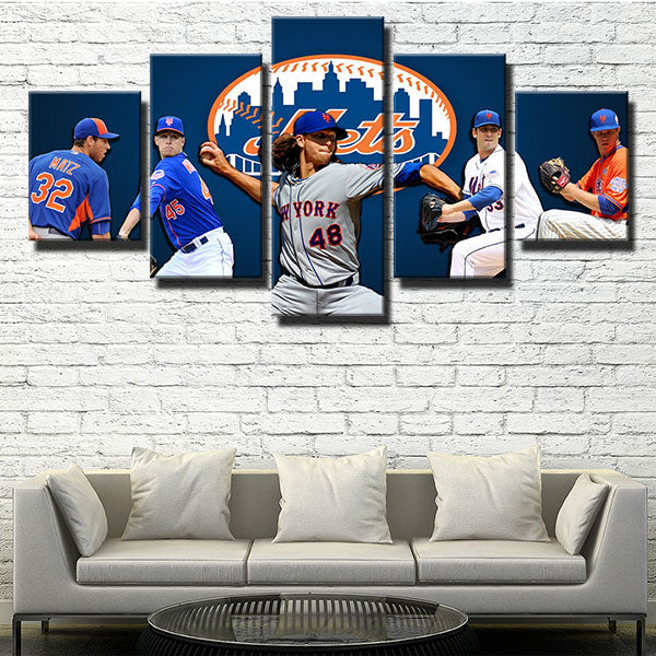 MLB New York Mets Pitcher Degrominator Jacob deGrom 5 Panel Canvas MLB New York Mets Pitcher Degrominator Jacob deGrom 5 Panel Canvas
