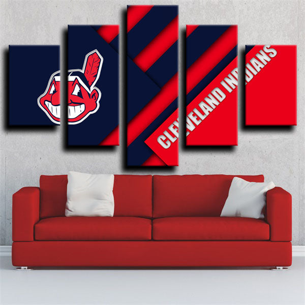MLB Cleveland Indians Simple Style 5 Panel Canvas MLB Cleveland Indians Simple Style 5 Panel Canvas