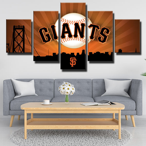 MLB San Francisco Giants Orange Black Cartoon 5 Panel Canvas