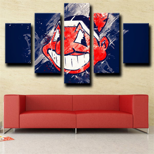 MLB Cleveland Indians Blue 5 Panel Canvas MLB Cleveland Indians Blue 5 Panel Canvas