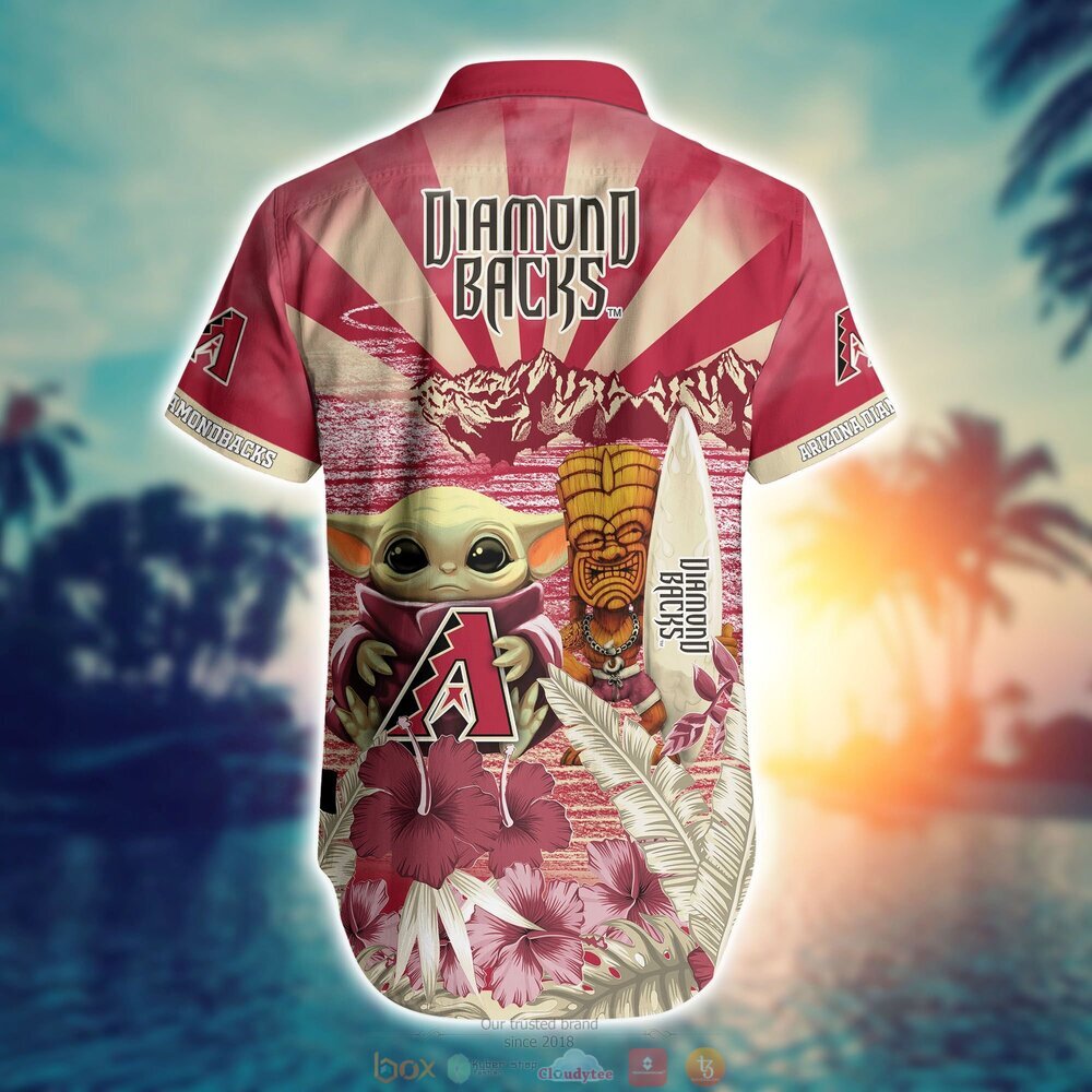 MLB Arizona Diamondbacks Red Gold Baby Yoda Hawaiian Shirt V2