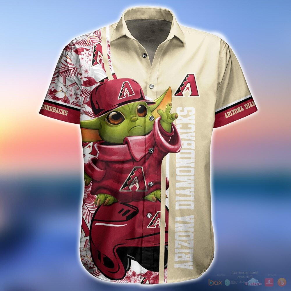 MLB Arizona Diamondbacks Red Gold Baby Yoda Hawaiian Shirt