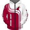 NBA Miami Heat Red White Curves Zip Up Hoodie