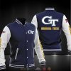 NCAA Georgia Tech Yellow Jackets Dark Blue White Baseball Jacket