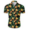 NBA Phoenix Suns Orange Hibiscus Flowers Green Leaves Hawaiian Shirt
