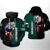 NCAA Hawaii Rainbow Warriors US Flag Skull Pullover Hoodie
