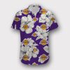 NBA Los Angeles Lakers White Tropical Flowers Purple Hawaiian Shirt