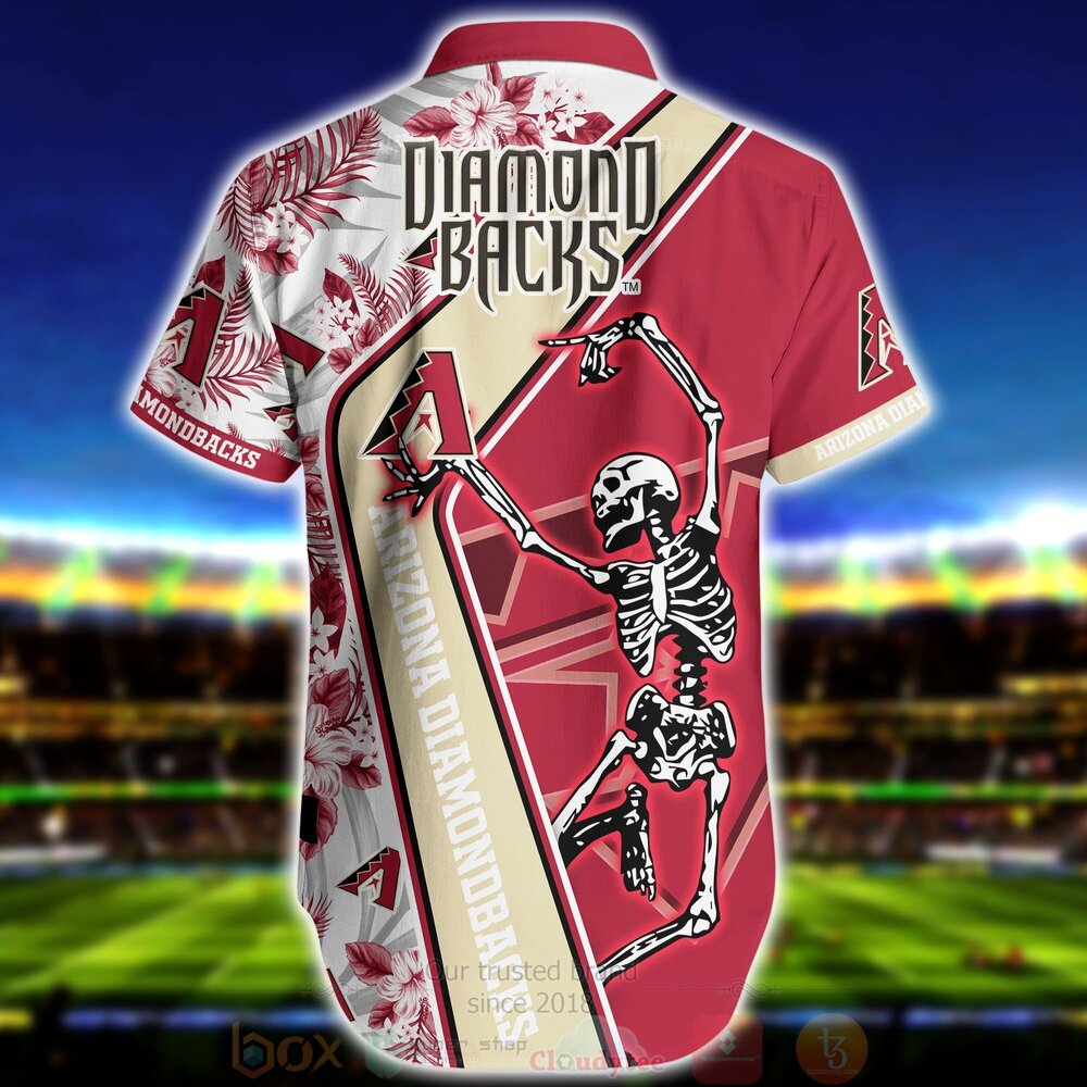 MLB Arizona Diamondbacks Red Gold Dancing Skeleton Hawaiian Shirt MLB Arizona Diamondbacks Red Gold Dancing Skeleton Hawaiian Shirt