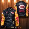 MLB Cincinnati Reds Black Yellow Leather Bomber Jacket