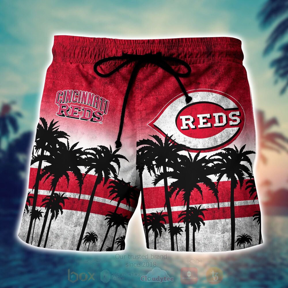 MLB Cincinnati Reds Coconut Tree Men Beach Shorts