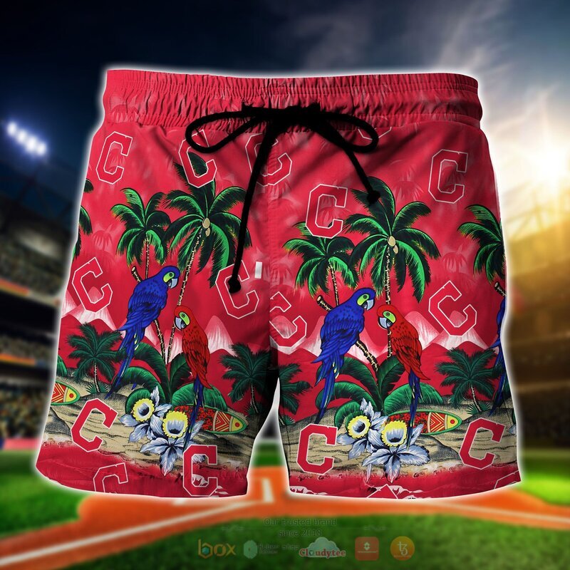 MLB Cleveland Indians Parrot Men Beach Shorts MLB Cleveland Indians Parrot Men Beach Shorts