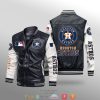 MLB Houston Astros Black White Leather Bomber Jacket
