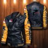 MLB Miami Marlins Black Yellow Leather Bomber Jacket