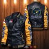 MLB Milwaukee Brewers Black Yellow Leather Bomber Jacket