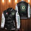 MLB Oakland Athletics Love Black White Leather Bomber Jacket