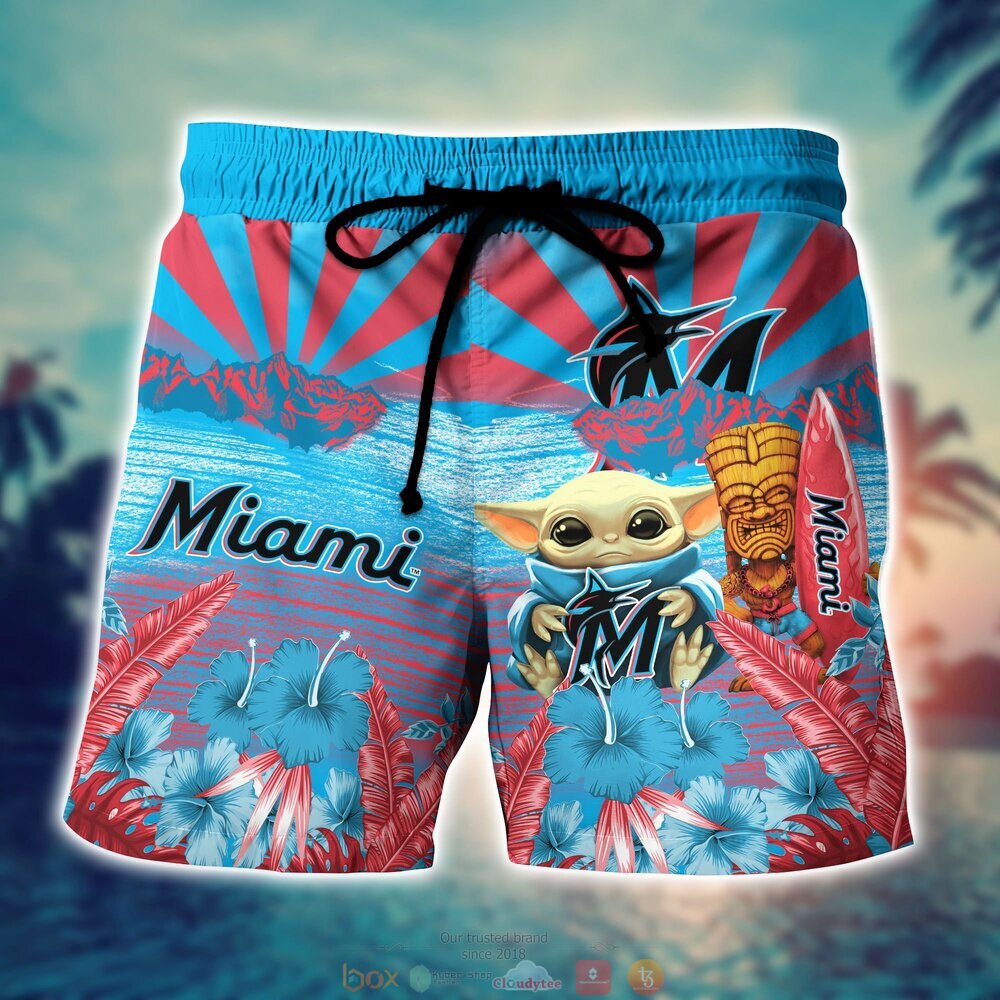 MLB Miami Marlins Baby Yoda Men Beach Shorts MLB Miami Marlins Baby Yoda Men Beach Shorts