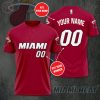 NBA Miami Heat Custom Name Number Red T-Shirt