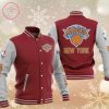 NBA New York Knicks Red Silver Baseball Jacket