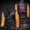 NBA Detroit Pistons Black Yellow Leather Bomber Jacket