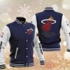 NBA Miami Heat Navy Blue White Baseball Jacket