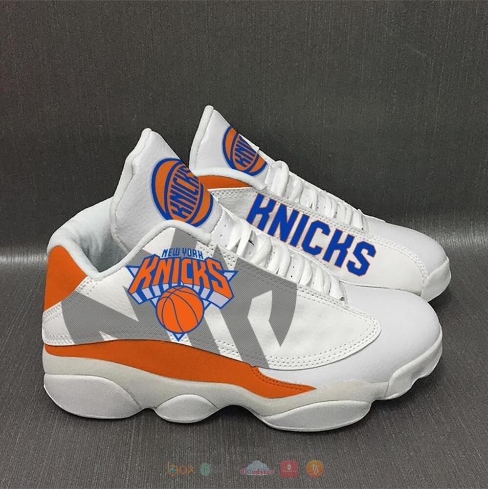 NBA New York Knicks White Orange Air Jordan 13 Shoes V2