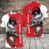MLB Arizona Diamondbacks Red White Jack Skellington And Zero Polo Shirt